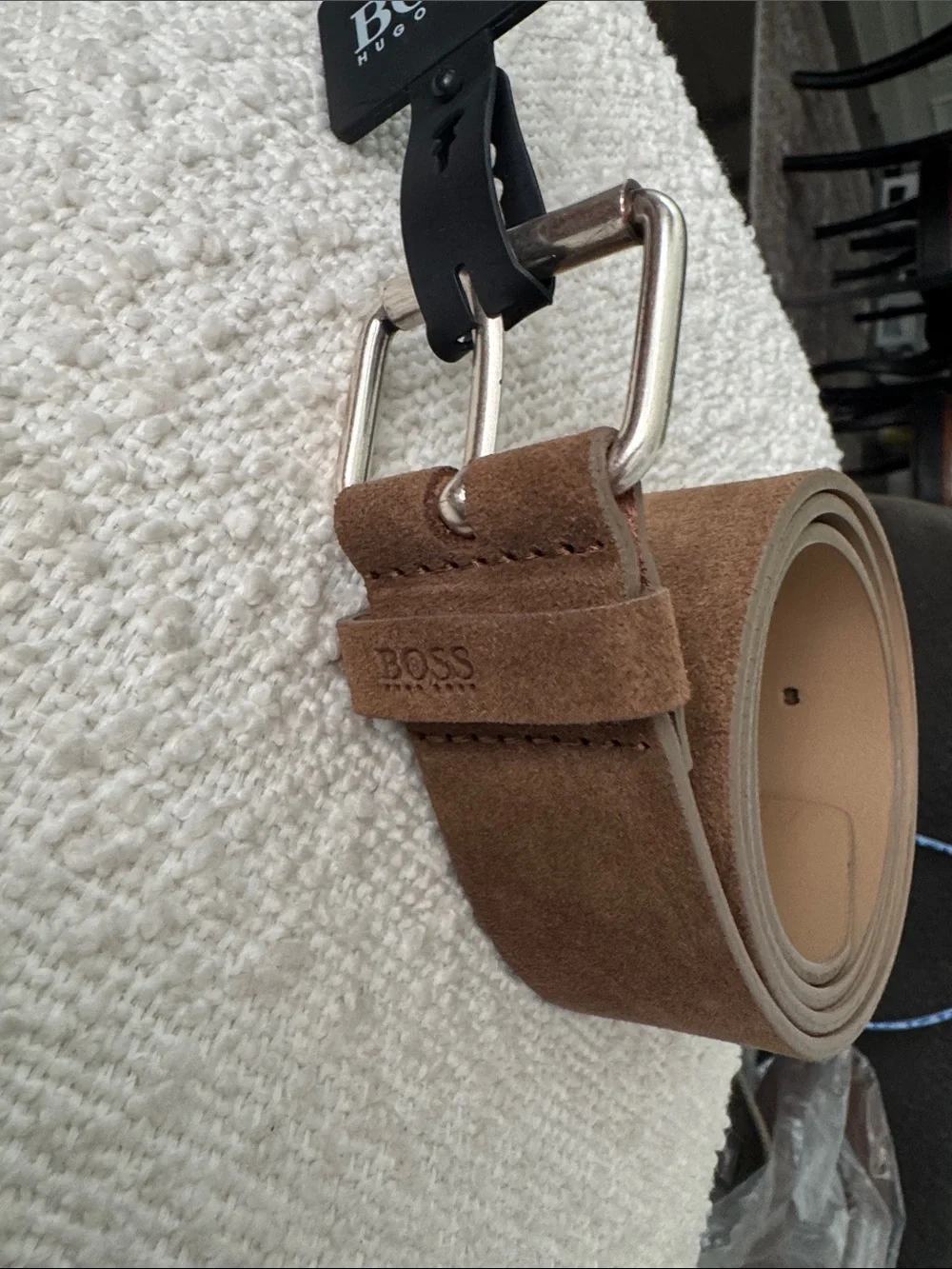 Hugo Boss Brown Suede Men's Belt with Silver Buckle MRSP: $88.00